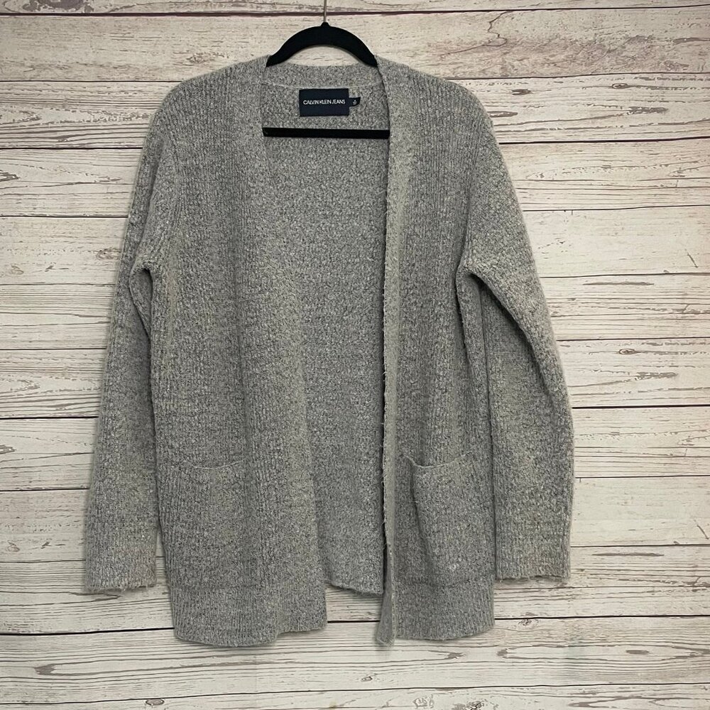 Calvin Klein Jeans Open Front Heather‎ Grey Cardigan Size Medium